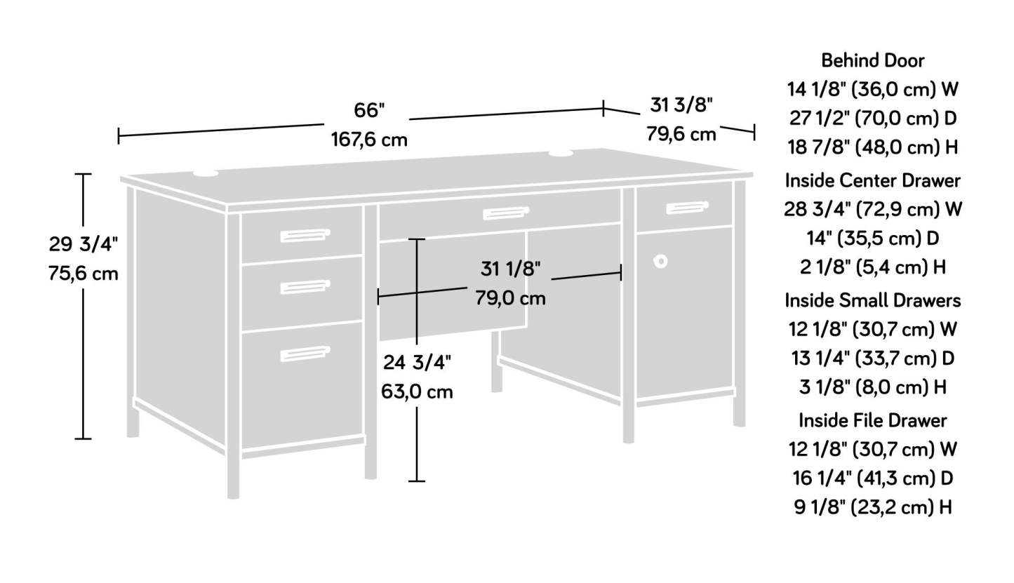 Bureau de direction Whitaker Point de 65,98 po de qualité commerciale à 5 tiroirs avec armoire - érable naturel