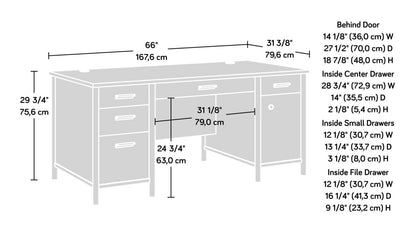 Bureau de direction Whitaker Point de 65,98 po de qualité commerciale à 5 tiroirs avec armoire - érable naturel