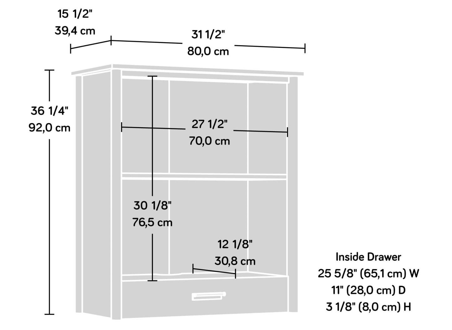 Whitaker Point 31.5 Library Hutch with Drawer - Natural Maple|Crédence de type bibliothèque Whitaker Point de 31,5 po avec tiroir - érable naturel
