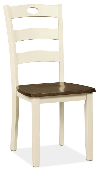 Woodanville 3pc Drop-Leaf Dining Set with Table & 2 Chairs, 40.5W Round - Two Tone White & Brown | Ensemble de salle à manger Woodanville 3 pièces avec table ronde de 40,5 po (L) à abattant et 2 chaises - deux teintes, blanc et brun