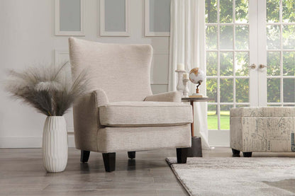 Fauteuil d’appoint à oreilles personnalisable Sofa Lab de 32 po fabriqué au Canada en tissu de chenille - beige Luxury Sand | WING3093