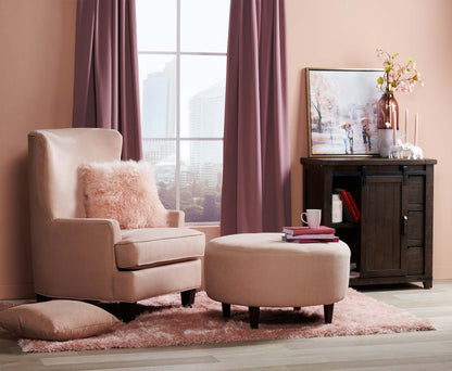 Fabriqué au Canada Sofa Lab personnalisable Pouf The Curve 31 en tissu d'apparence lin - Pax Rose Rose | Pouf The Curve de Sofa Lab de 31 po fabriqué au Canada en tissu d'apparence lin - rose Pax Rose | CURV3249