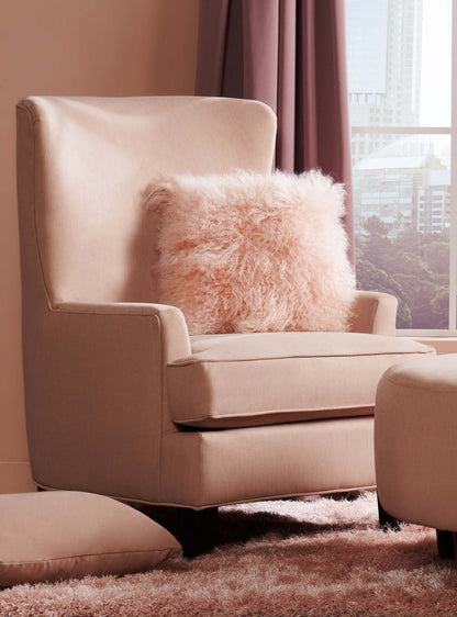 Made in Canada Sofa Lab Fauteuil d’appoint à oreilles personnalisable 32 po en tissu d’apparence lin - rose Pax Rose | Fauteuil d’appoint à oreilles de Sofa Lab de 32 po fabriqué au Canada en tissu d’apparence lin - rose Pax Rose | WING3249