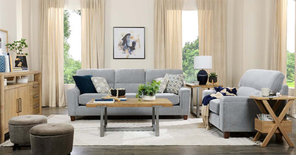 Pouf de rangement rond Winnipeg de 17,5 po en tissu - gris