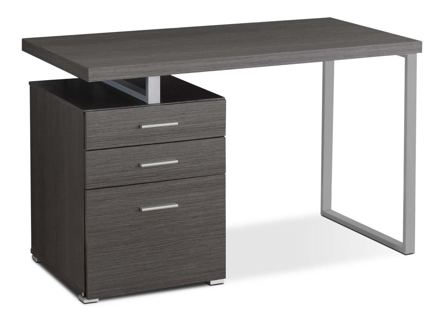 Bureau d'ordinateur Rimini 48 à 3 tiroirs - Gris|Bureau d'ordinateur Rimini de 48 po à 3 tiroirs - gris
