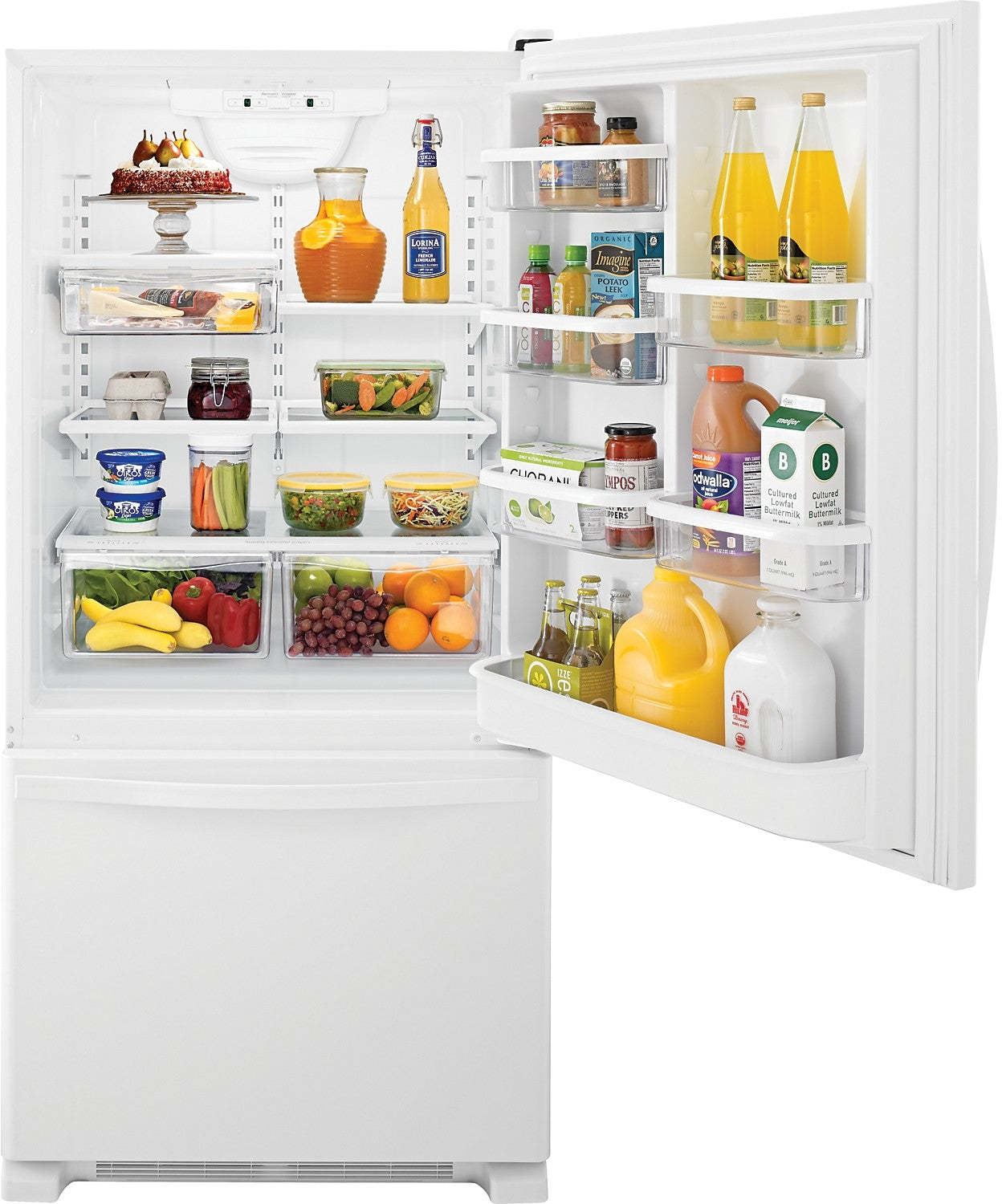 Réfrigérateur Whirlpool de 30 po et de 18,7 pi³ à congélateur inférieur - blanc sur blanc - WRB329DFBW | Whirlpool 30 18.7 Cu. Ft. Bottom-Mount Refrigerator - White-on-White - WRB329DF…