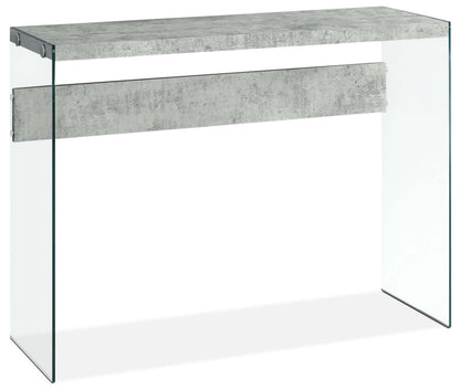 Yonah 44 Modern Sofa Table - Cement Grey with Glass Legs|Table de salon moderne Yonah de 44 po - gris ciment avec pattes en verre