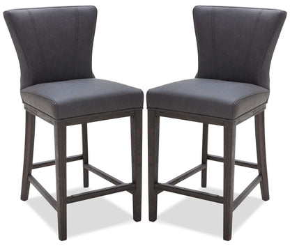 Tabouret Quinn à hauteur de comptoir, ensemble de 2 – Gris|Tabouret Quinn de hauteur comptoir, ensemble de 2 - gris|QUINGCSP