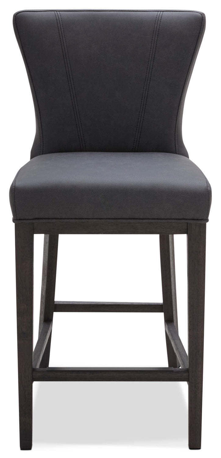 Tabouret à hauteur de comptoir Quinn avec tissu en cuir végétalien - Gris | Tabouret Quinn de hauteur comptoir en tissu de cuir végétalien - gris
