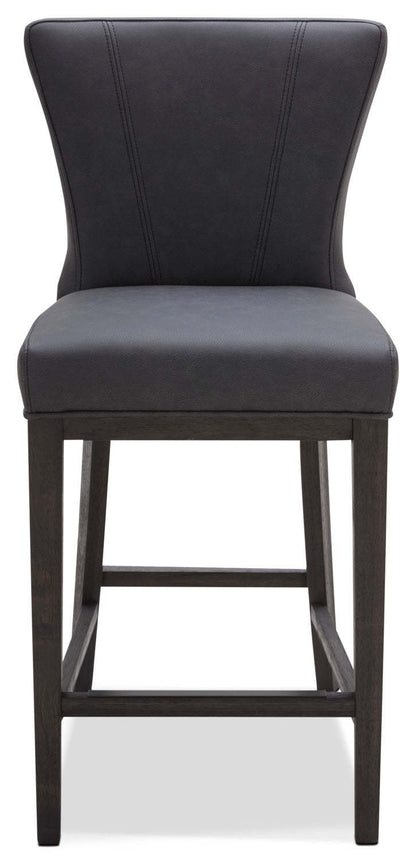 Tabouret à hauteur de comptoir Quinn avec tissu en cuir végétalien - Gris | Tabouret Quinn de hauteur comptoir en tissu de cuir végétalien - gris
