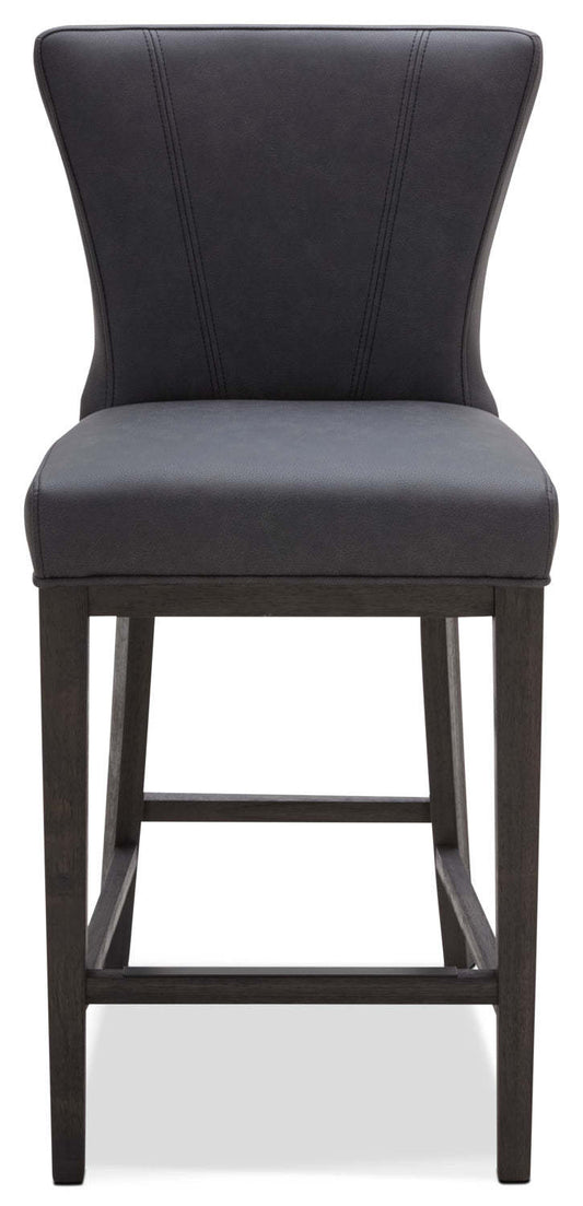 Tabouret à hauteur de comptoir Quinn avec tissu en cuir végétalien - Gris | Tabouret Quinn de hauteur comptoir en tissu de cuir végétalien - gris