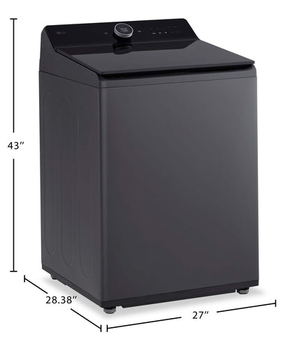 Laveuse intelligente haute efficacité LG à chargement par le haut de 6,3 pi³ - acier noir - WT8600CB | LG 6.3 Cu. Ft. Smart Top-Load High-Efficiency Washer - Black Steel - WT8600CB