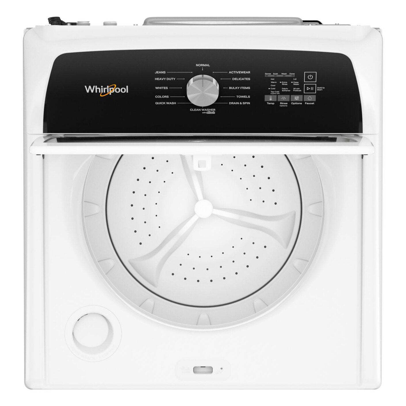 Laveuse à chargement par le haut de 5,3 pi3 avec robinet intégré et sécheuse à gaz de 7 pi3 avec vapeur de Whirlpool | WHTL520B