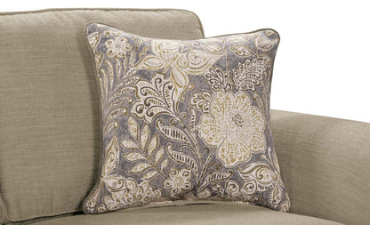 Causeuse Wynn de 70 po fabriquée au Canada en tissu de chenille avec bordure de clous décoratifs et pattes en oignon en bois - taupe