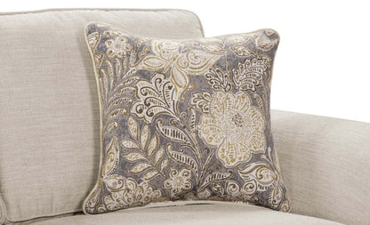 Made in Canada Wynn 70 Chenille Fabric Loveseat with Nailhead Trim and Wood Bun Legs - Linen | Causeuse Wynn de 70 po fabriquée au Canada en tissu de chenille avec bordure de clous décoratifs et pattes en oignon en bois - lin