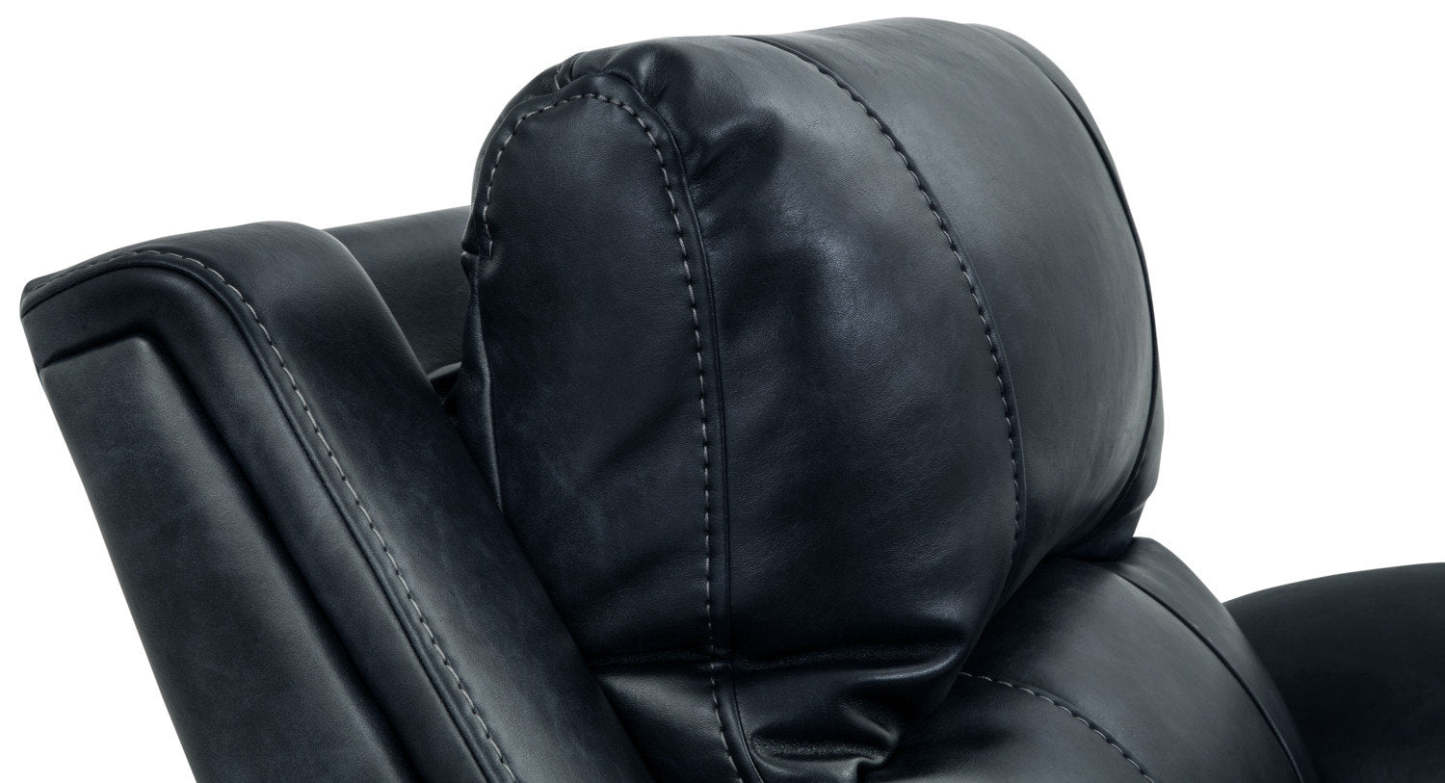 Causeuse à inclinaison électrique Kory en tissu apparence cuir – bleu foncé