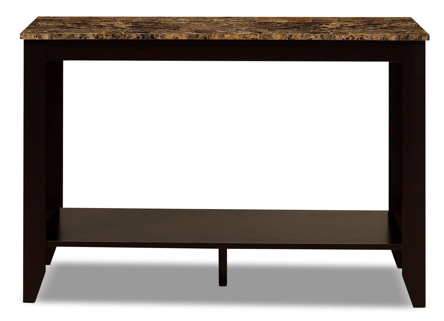 Roma  44 Rustic Sofa Table with Shelf - Cappucino Marble Look | Table de salon rustique Roma de 44 po avec tablette - aspect marbre cappuccino