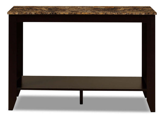 Roma  44 Rustic Sofa Table with Shelf - Cappucino Marble Look | Table de salon rustique Roma de 44 po avec tablette - aspect marbre cappuccino