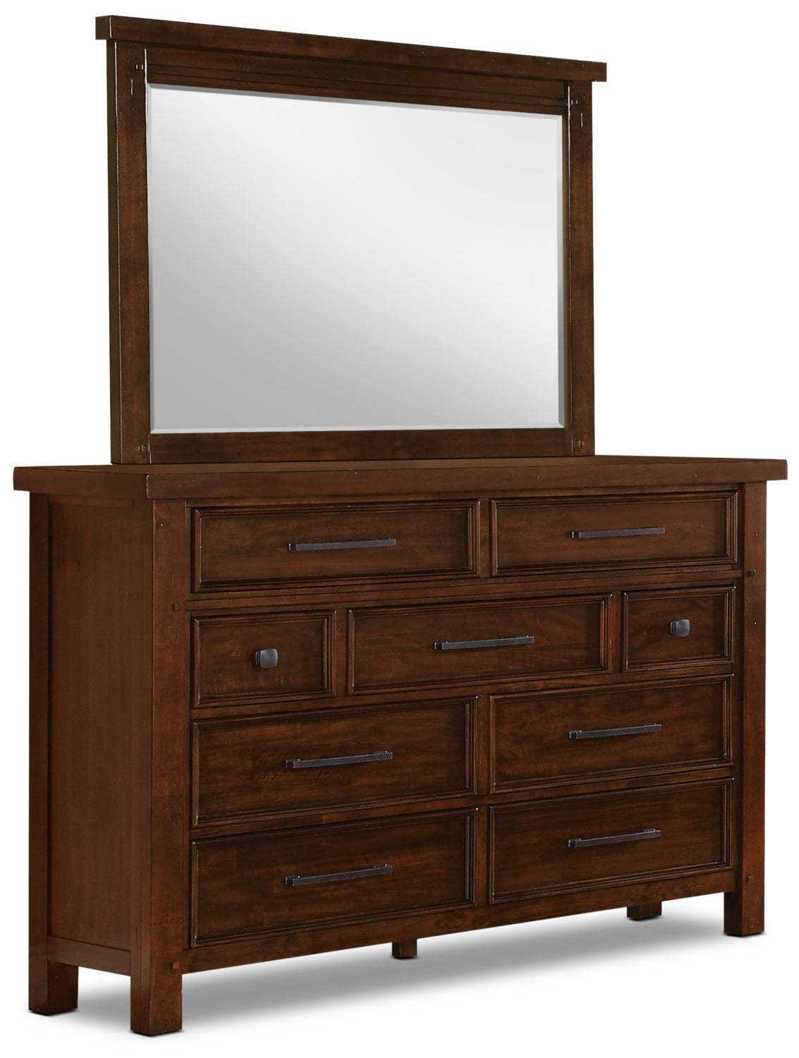 Sonoma 6pc Bedroom Set with Two-Sided Storage Bed, Dresser, Mirror & Nightstand, Mango Brown - Full Size | Ensemble de chambre à coucher Sonoma 6 pièces avec lit de rangement des 2 côtés, commode, miroir et table de nuit, brun manguier - format lit double