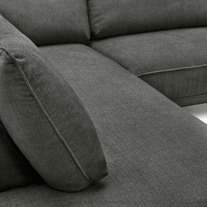 Cindy Crawford Home Gena 2-Piece Left-Facing Linen-Look Fabric Sectional with Wood Legs - Charcoal Grey | Canapé sectionnel gauche Gena de Cindy Crawford Home 2 pièces en tissu d’apparence lin avec pieds en bois - gris anthracite