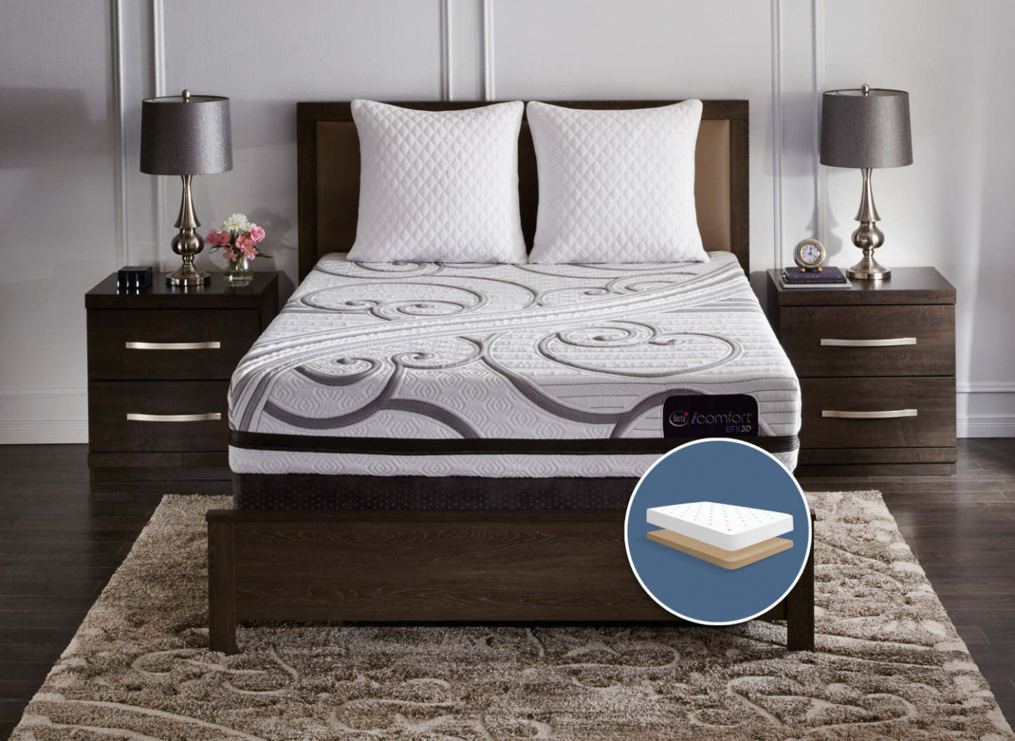 Ensemble matelas à profil bas Gravati iComfort EFX3D de Serta pour lit double