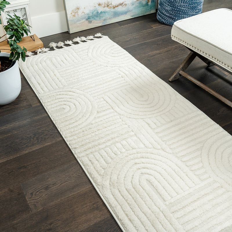 Quinto Geo Circles Shag Area Rug - 2'7 x 8'|Tapis à poil long Quinto à motif de cercles géométriques - 2 pi 7 po x 8 pi