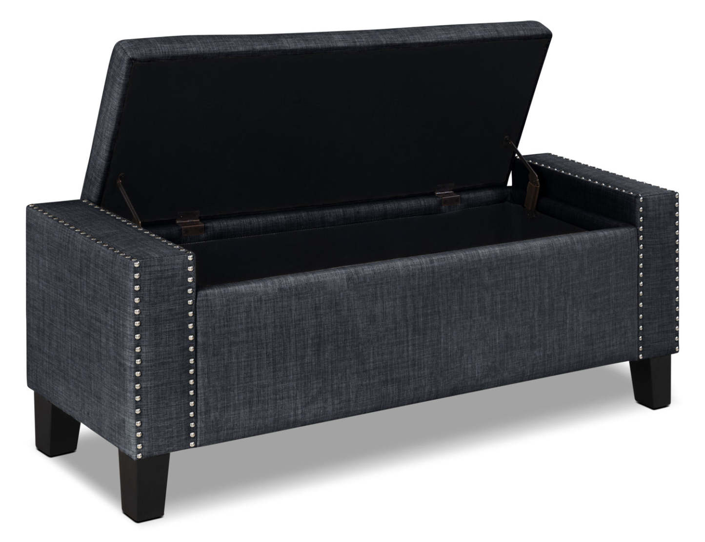 Milan 53.5 Storage Ottoman - Aspect Lin Gris|Pouf de rangement Milan de 53,5 po - apparence lin gris