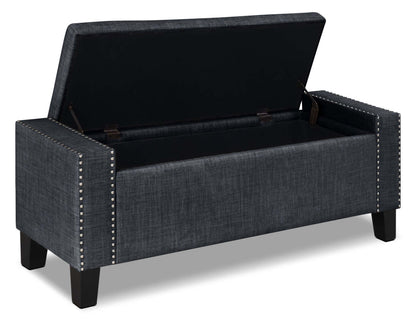 Milan 53.5 Storage Ottoman - Aspect Lin Gris|Pouf de rangement Milan de 53,5 po - apparence lin gris
