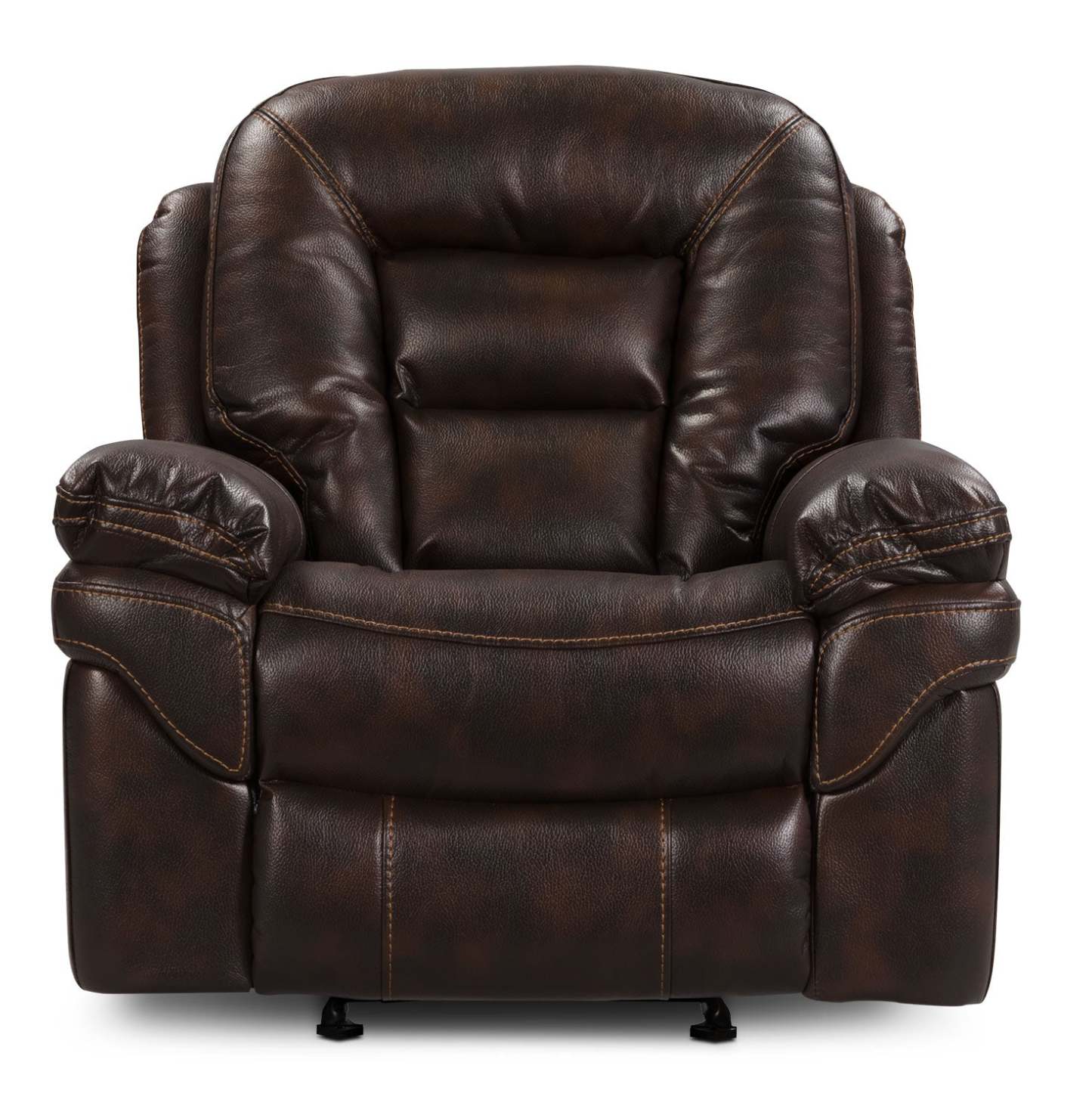 Fauteuil à inclinaison électrique Leo de 41 po en tissu d’apparence cuir - brun noyer