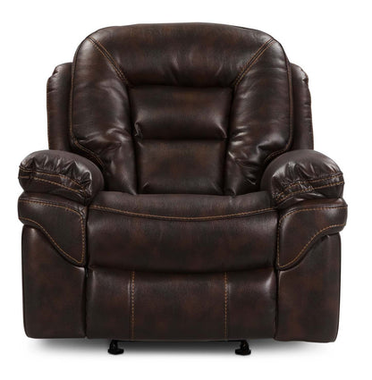 Fauteuil à inclinaison électrique Leo de 41 po en tissu d’apparence cuir - brun noyer