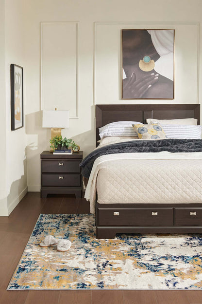 Lit avec rangement queen Yorkdale à 6 tiroirs - Brun | Grand lit avec rangement à 6 tiroirs Yorkdale - Brun