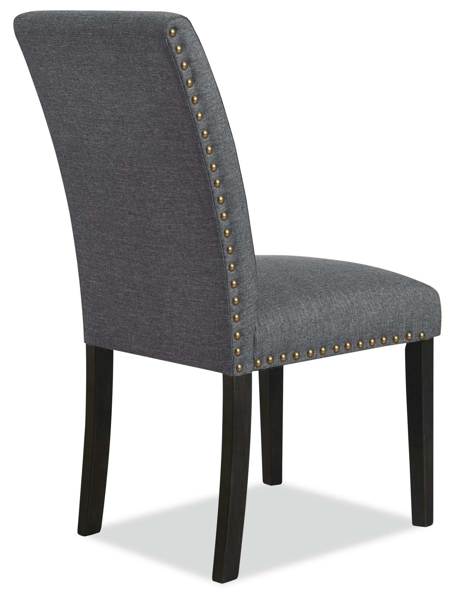 Chaise de salle à manger à dossier à oreilles York avec tissu d'apparence lin, capitonnée par boutons - Gris | Chaise de salle à manger York à oreilles en tissu d'apparence lin avec capitonnage - grise
