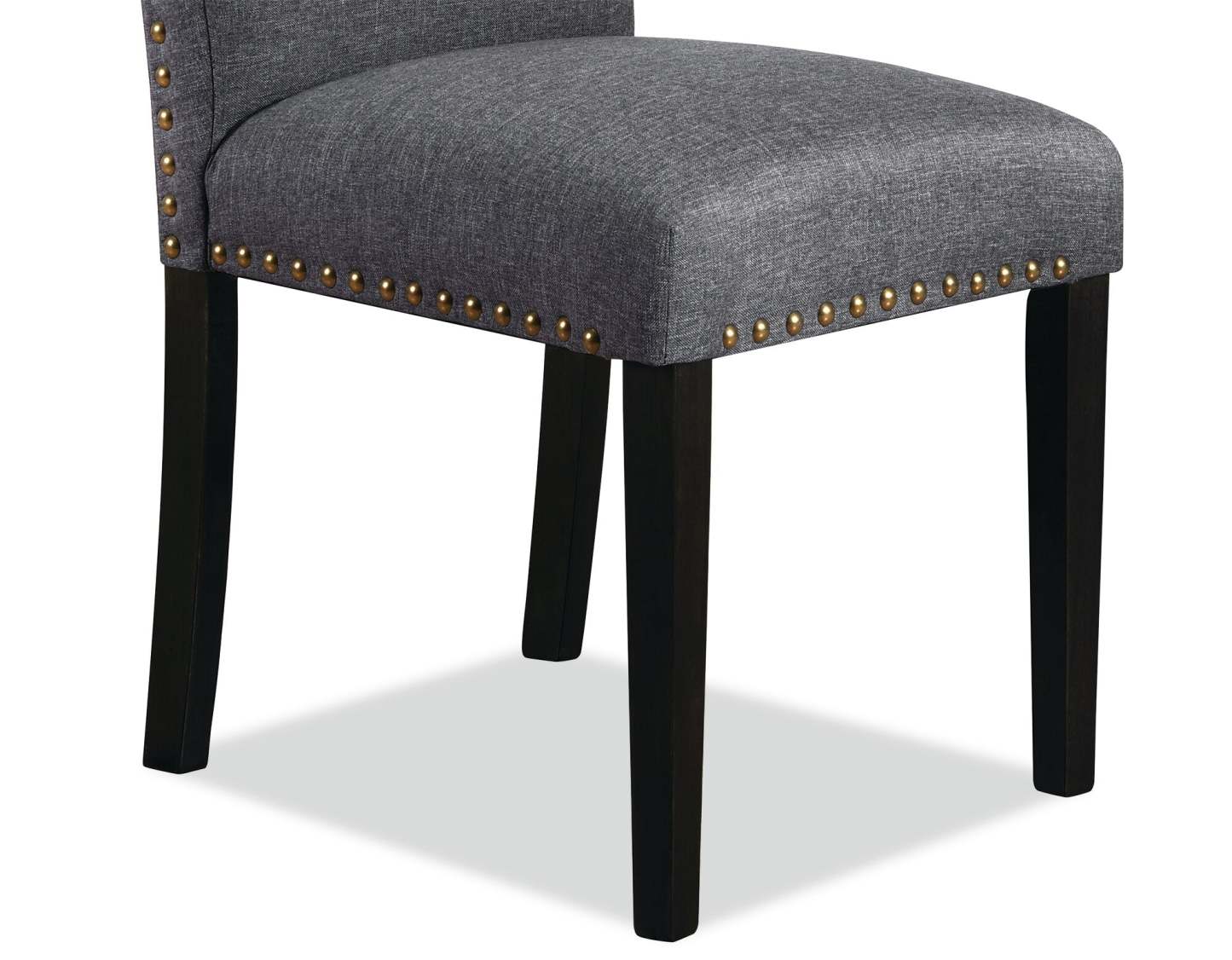 Chaise de salle à manger à dossier à oreilles York avec tissu d'apparence lin, capitonnée par boutons - Gris | Chaise de salle à manger York à oreilles en tissu d'apparence lin avec capitonnage - grise