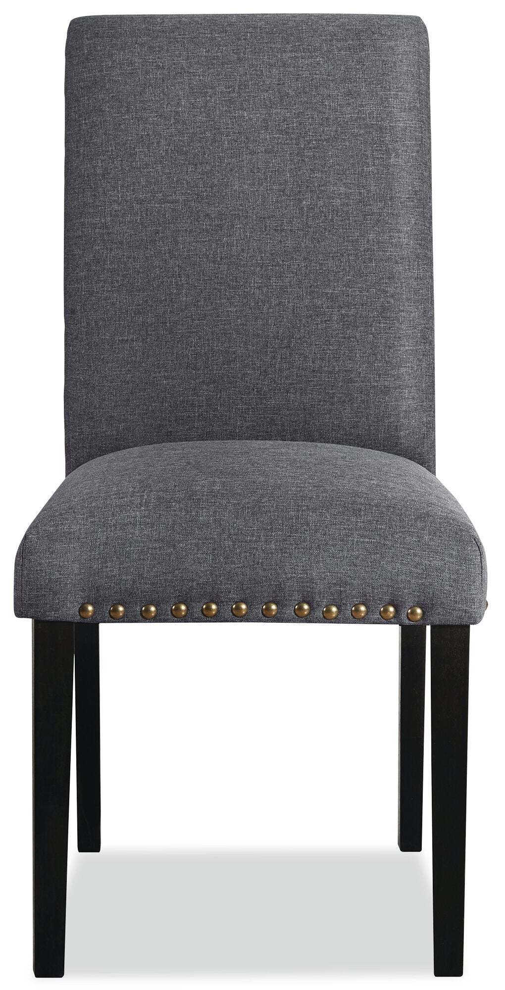 Chaise de salle à manger à dossier à oreilles York avec tissu d'apparence lin, capitonnée par boutons - Gris | Chaise de salle à manger York à oreilles en tissu d'apparence lin avec capitonnage - grise