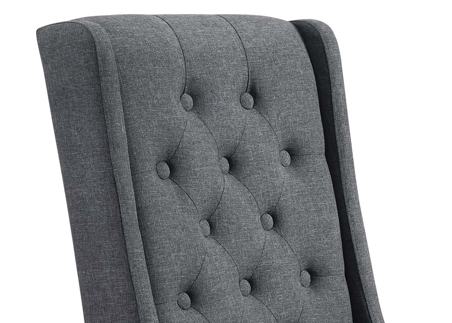 Chaise de salle à manger York avec tissu d'apparence lin et garniture cloutée - Gris | Chaise de salle à manger York en tissu d'apparence lin avec bordure de clous décoratifs - grise