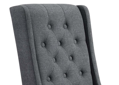 Chaise de salle à manger York avec tissu d'apparence lin et garniture cloutée - Gris | Chaise de salle à manger York en tissu d'apparence lin avec bordure de clous décoratifs - grise