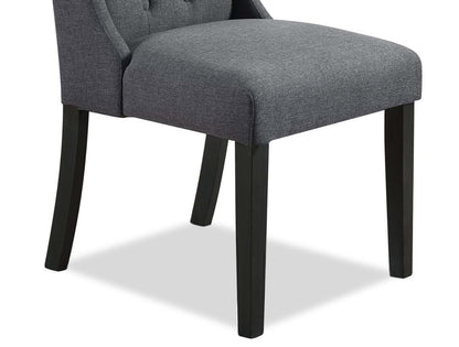 Chaise de salle à manger York avec tissu d'apparence lin et garniture cloutée - Gris | Chaise de salle à manger York en tissu d'apparence lin avec bordure de clous décoratifs - grise