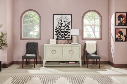 Chaise de salle à manger York avec tissu d'apparence lin et garniture cloutée - Gris | Chaise de salle à manger York en tissu d'apparence lin avec bordure de clous décoratifs - grise