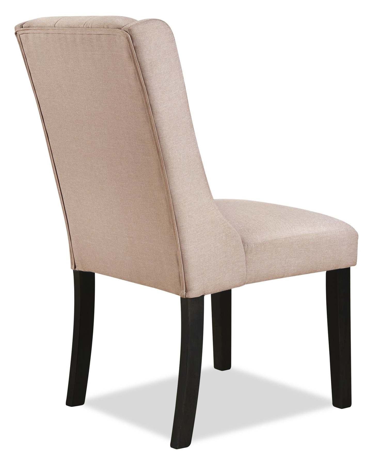 Chaise de salle à manger à dossier à oreilles York avec tissu d'apparence lin, capitonné à boutons - Taupe | Chaise de salle à manger York à oreilles en tissu d'apparence lin avec capitonnage - taupe