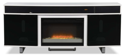 Meuble pour téléviseur moderne Odesos de 72 po avec foyer électrique, rangement et système de gestion des câbles pour téléviseurs jusqu'à 80 po