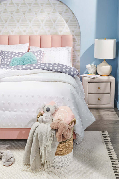 Zara Upholstered Bedside 2-Drawer Nightstand, 20.5W x 20.75H - Beige | Table de nuit rembourrée Zara de 20,5 po (l) x 20,75 po (H) à 2 tiroirs - beige