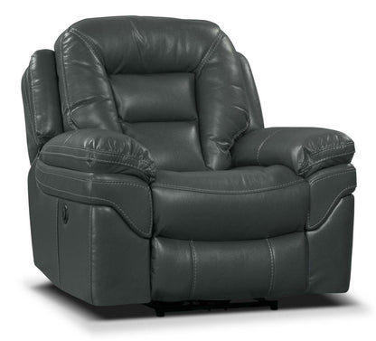 Fauteuil à inclinaison électrique Leo de 41 po en tissu d’apparence cuir - gris