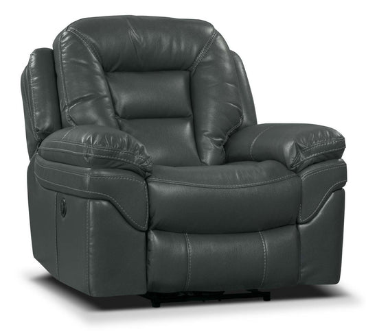 Fauteuil à inclinaison électrique Leo de 41 po en tissu d’apparence cuir - gris