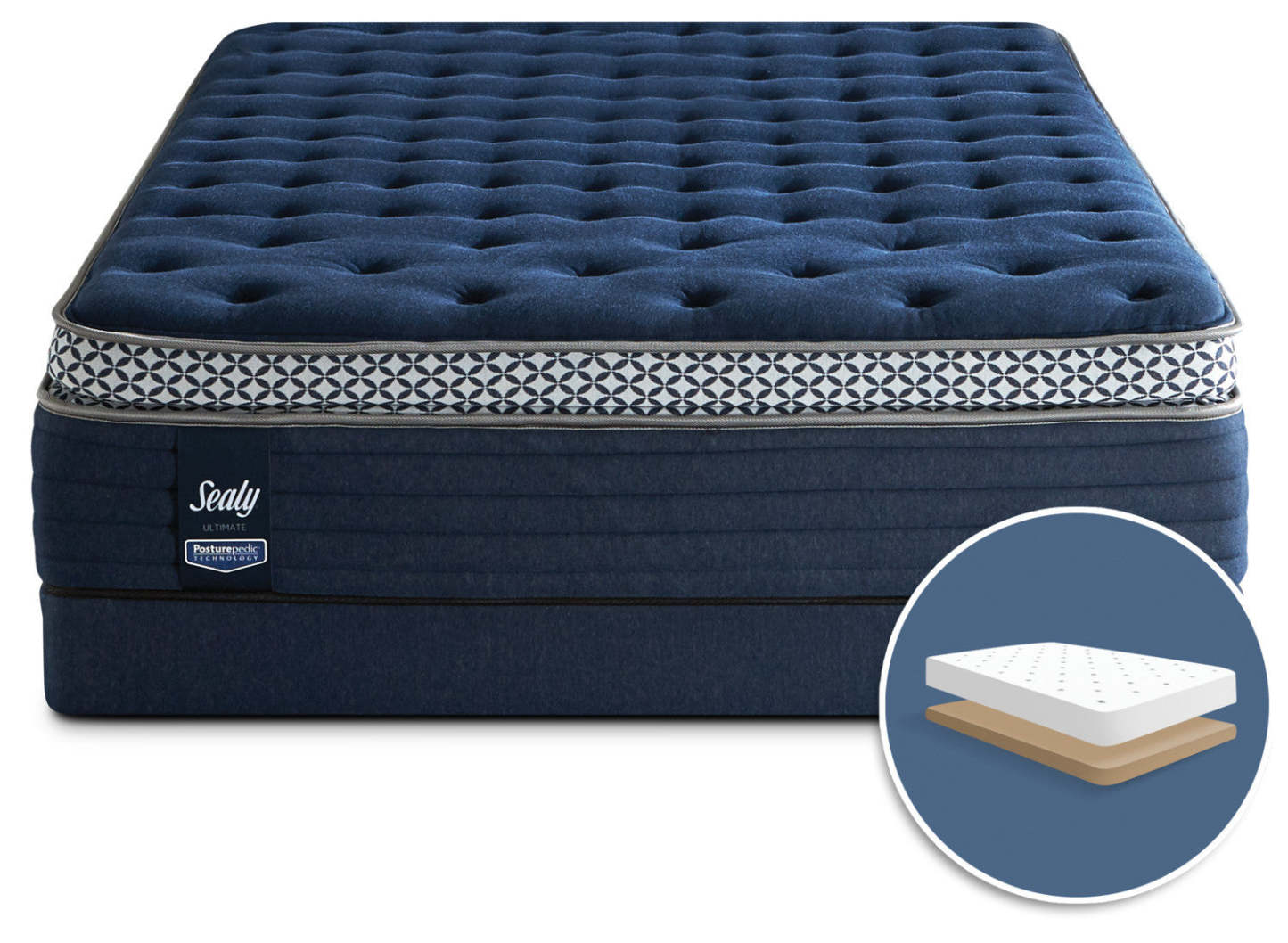 Sealy Posturepedic Ultimate Abbotswell Plush Pillow-Top Low-Profile King Mattress Set|Ensemble moelleux et sommier profil bas Abbotswell Posturepedic Ultimate Sealy pour très grand lit