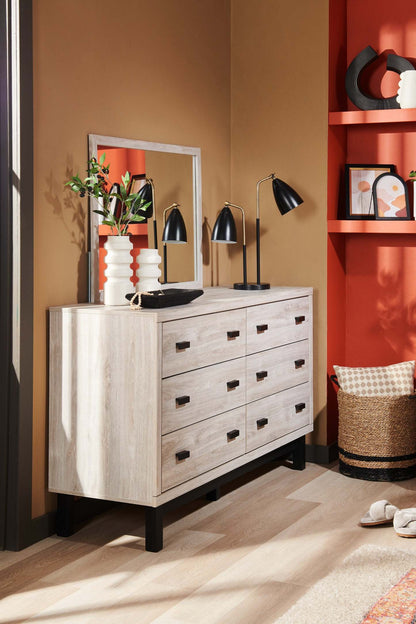 Commode Zen de 62 po (L) x 35,6 po (H) à 6 tiroirs pour la chambre à coucher - grise