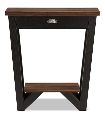 Arika 31 Modern End Table with Storage and Shelf - Dark Walnut et Black |Table de bout moderne Arika de 31 po avec rangement et tablette - noyer foncé et noir