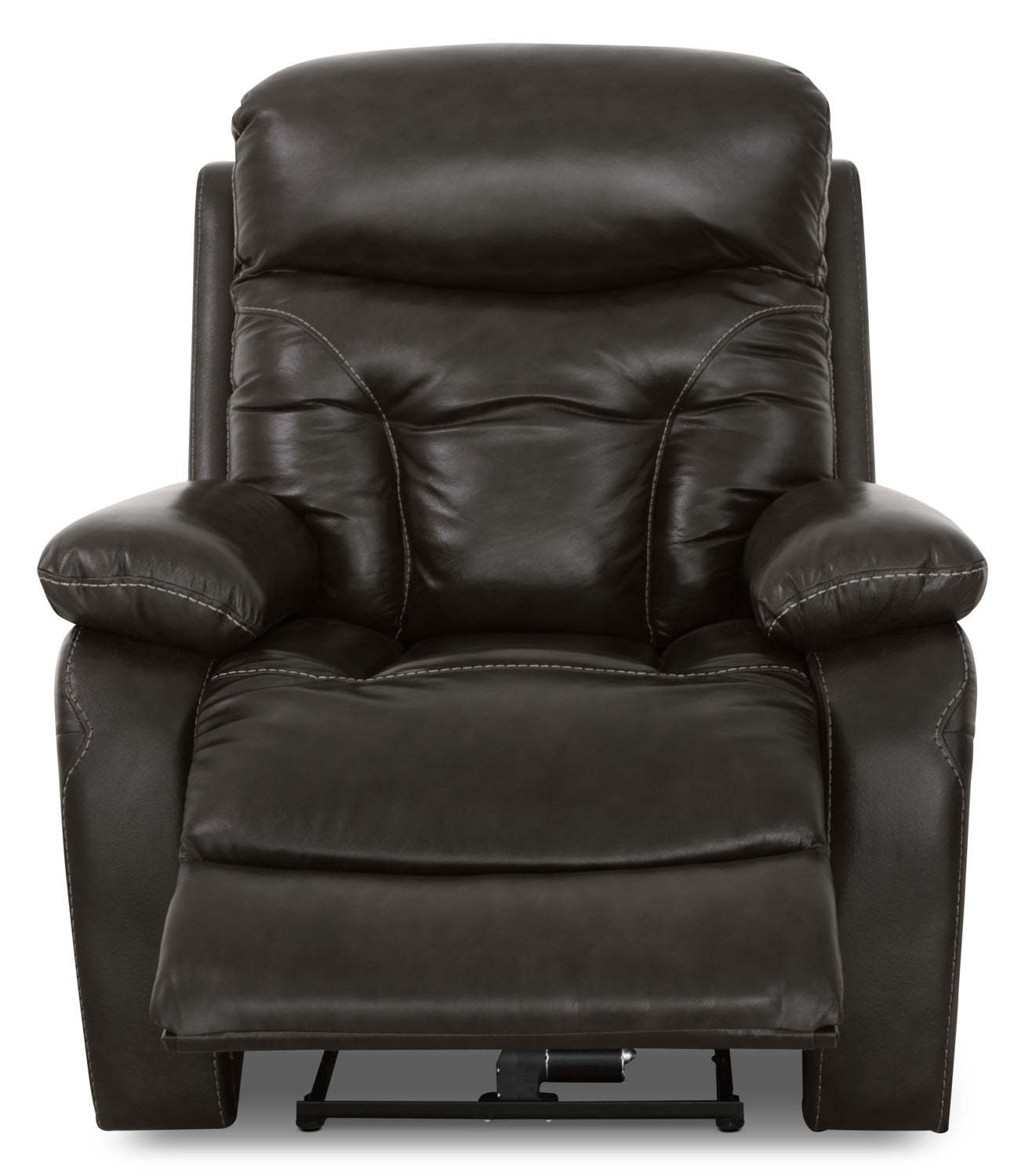 Fauteuil à inclinaison électrique Hayes de 38 po en cuir avec appuie-tête véritable réglable - gris acier