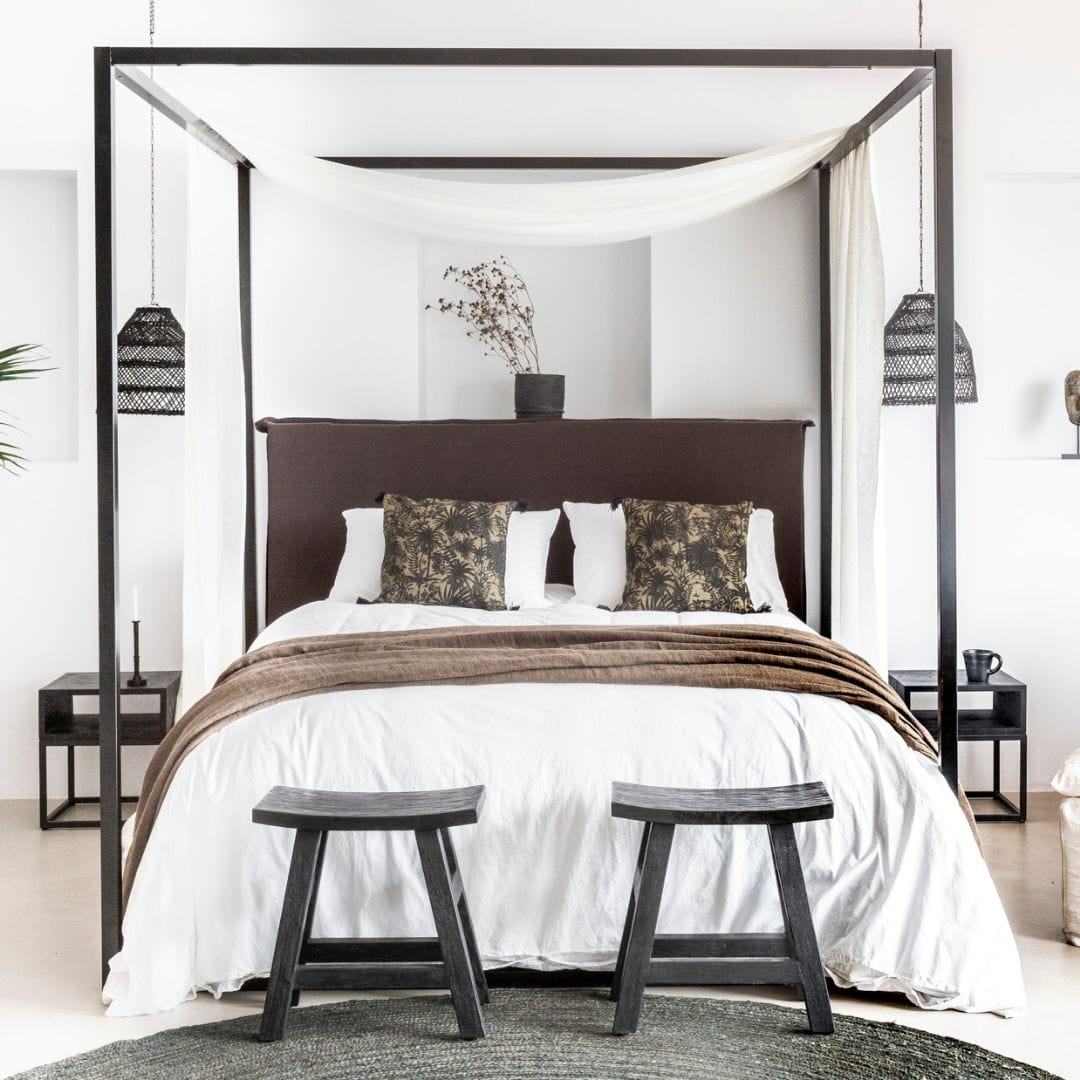 Tête de lit en lin | Noir