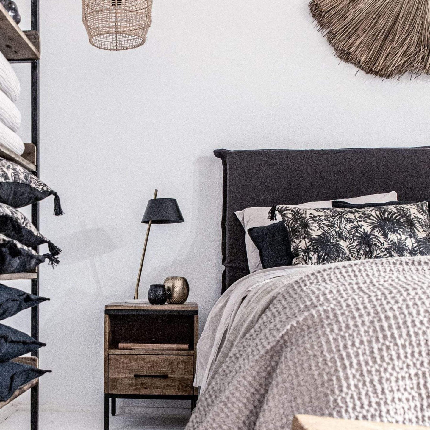 Tête de lit en lin | Noir