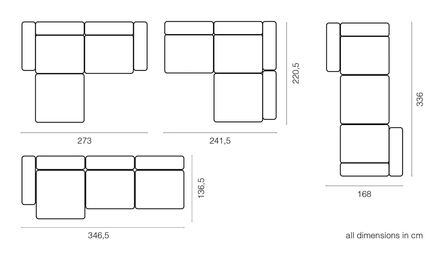 Vetsak Canapé d'angle d'extérieur L | 273x115/220,5x60cm